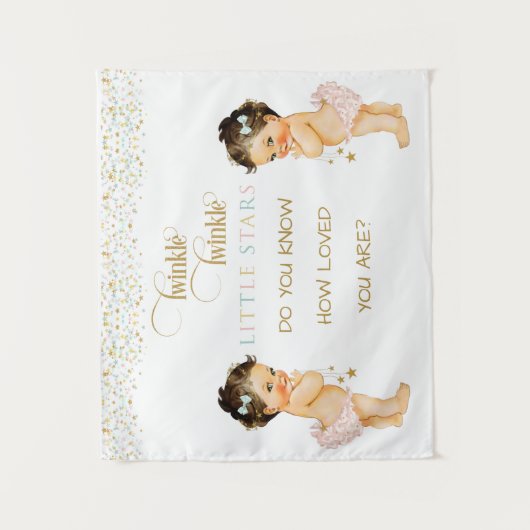 Twinkle Little Star Baby Twin Meisjes Wandkleed (Voorkant)
