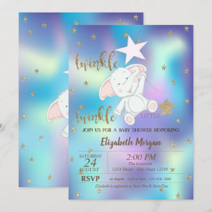 Twinkle Little Star Beer Holographic Baby shower Kaart
