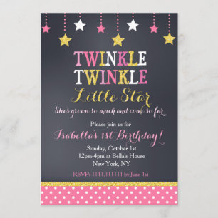 Twinkle Little Star Birthday Invitation Kaart