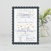 Twinkle Little Star Birthday Party-uitnodigingen Kaart (Staand voorkant)