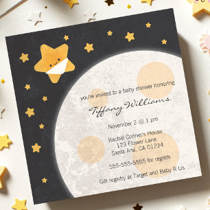 Twinkle Little Star Black en Yellow Baby shower Kaart