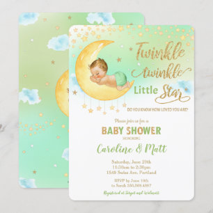 Twinkle Little Star Blonde Baby shower Neutraal Kaart