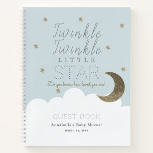 Twinkle Little Star Blue Baby shower Livre d'invit
