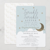 Twinkle Little Star Blue Baby shower per post Kaart (Voorkant / Achterkant)