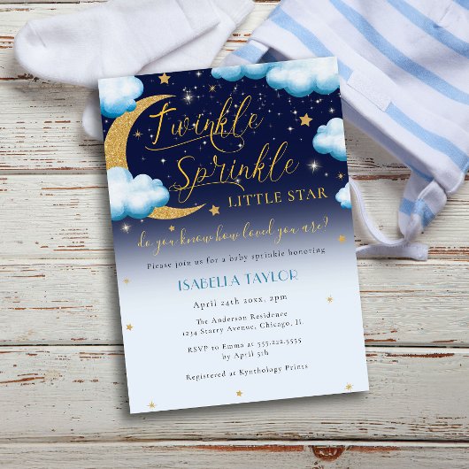 Twinkle Little Star Blue Boy Baby Sprinkle Kaart