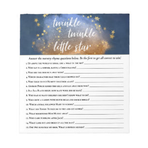 Twinkle Little Star   Blue Gold Nursery Rhyme Quiz Notitieblok
