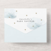 Twinkle Little Star Blue RSVP Baby shower All In One Uitnodiging (Achterkant)