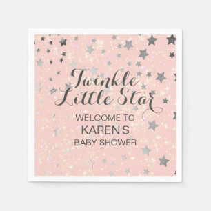 Twinkle Little Star Blush Pink Silver Baby shower Servet