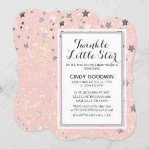 Twinkle Little Star Blush Roze Meisjes Baby shower Kaart