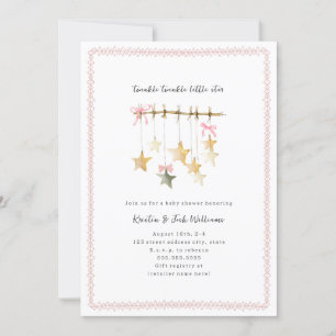 Twinkle Little Star Boho Bows Baby shower Kaart