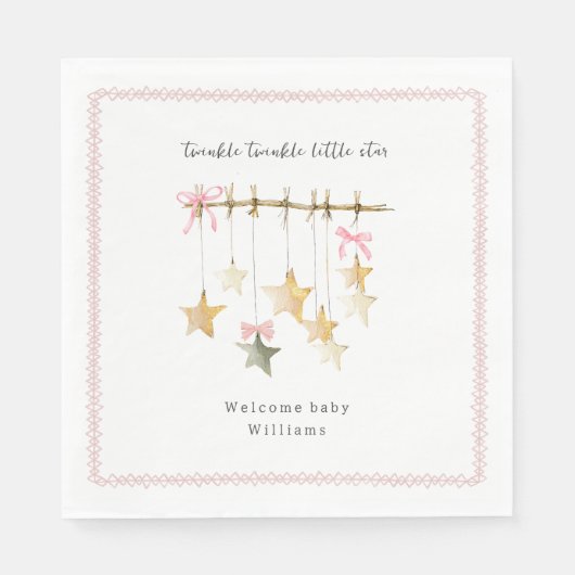 Twinkle Little Star Boho Bows Baby Shower Servet (Voorkant)