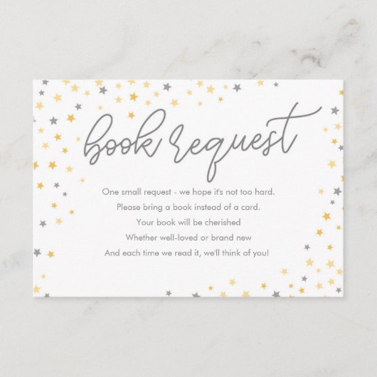 Twinkle Little Star Book Request Kaart | Grijs (Voorkant)