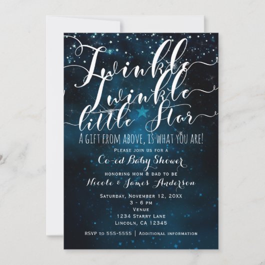 Twinkle Little Star Celestial Starry Baby shower Kaart (Voorkant)