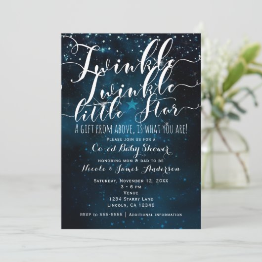 Twinkle Little Star Celestial Starry Baby shower Kaart (Staand voorkant)