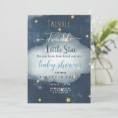 Twinkle Little Star & Cloud Baby shower Invitation (Staand voorkant)