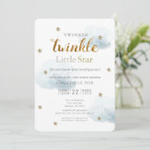 Twinkle Little Star & Cloud Baby shower Invitation Kaart (Staand voorkant)