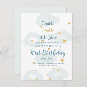 Twinkle Little Star & Cloud Baby shower Invitation Notitiekaartje
