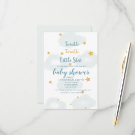 Twinkle Little Star & Cloud Baby shower Invitation RSVP Kaartje