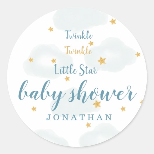 Twinkle Little Star & Cloud Baby shower Ronde Sticker (Voorkant)