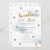 Twinkle Little Star & Cloud Baby Shower Uitnodigin Kaart (Voorkant / Achterkant)