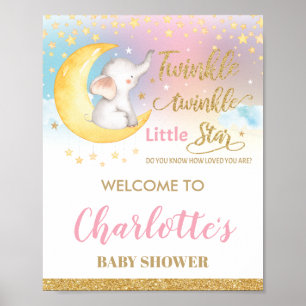 Twinkle Little Star Elephant Affiche de bienvenue 