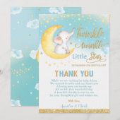 Twinkle Little Star Elephant Baby Boy Bedankkaart (Voorkant / Achterkant)