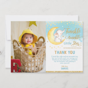 Twinkle Little Star Elephant Birthday Party Boy Bedankkaart