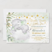 Twinkle Little Star Elephant Wild One 1st Birthday Kaart (Voorkant)