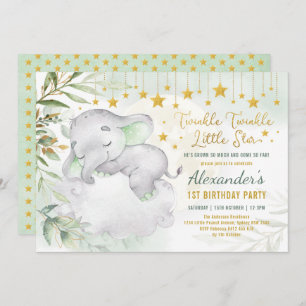 Twinkle Little Star Elephant Wild One 1st Birthday Kaart