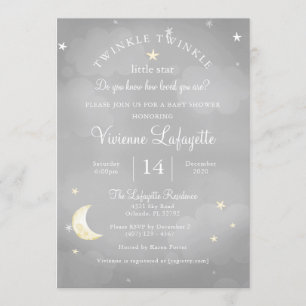 Twinkle Little Star en Moon Grey Baby shower Kaart