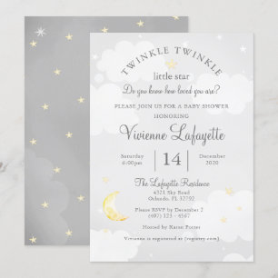 Twinkle Little Star en Moon Grey Baby shower Kaart