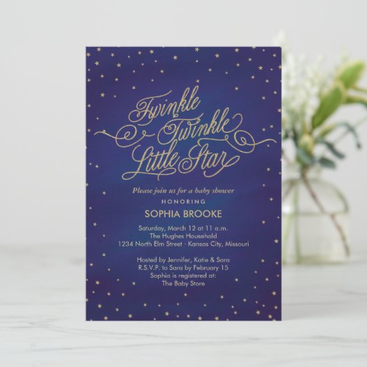 Twinkle Little Star Enchanted Baby shower Kaart (Staand voorkant)