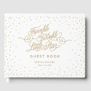 Twinkle Little Star Fancy Gold & White Baby shower Gastenboek