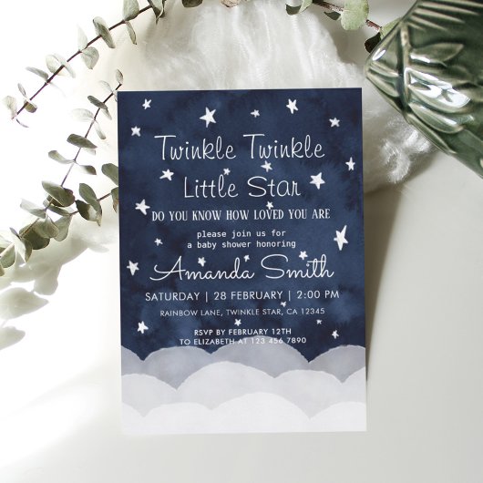 Twinkle Little Star Fantasie Baby Shower   Kaart