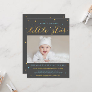 Twinkle Little Star First Birthday Invitation Boy Kaart