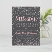 Twinkle Little Star First Birthday Invitation Kaart (Staand voorkant)