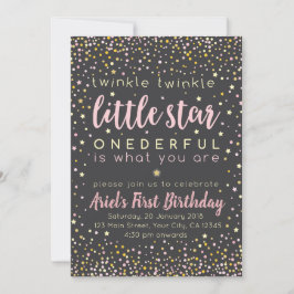 Twinkle Little Star First Birthday Invitation Kaart