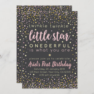 Twinkle Little Star First Birthday Invitation Kaart