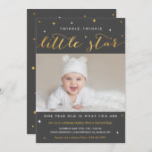 Twinkle Little Star First Birthday Invitations Kaart (Voorkant / Achterkant)