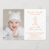 Twinkle Little Star First Birthday Invitations