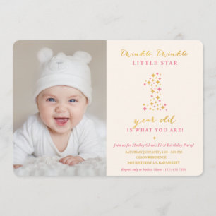 Twinkle Little Star First Birthday Invitations Kaart