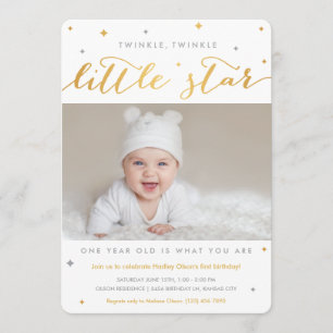 Twinkle Little Star First Birthday Invitations Kaart