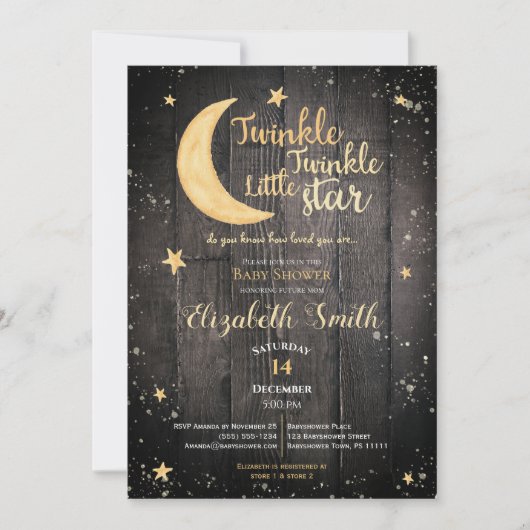 Twinkle little star gender neutral baby shower kaart (Voorkant)
