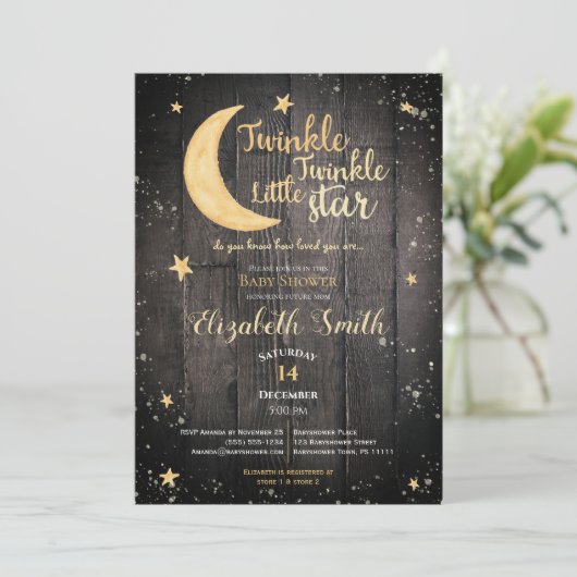 Twinkle little star gender neutral baby shower kaart (Staand voorkant)
