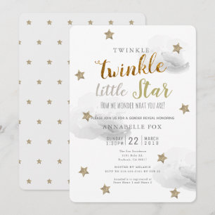 Twinkle Little Star Gender onthult Baby shower Kaart
