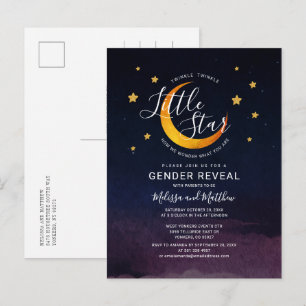 Twinkle Little Star Gender onthult Navy Paars Uitnodiging Briefkaart
