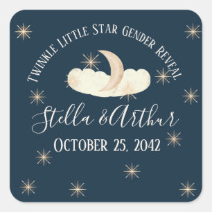 Twinkle Little Star Geslacht Reveal-Celestial Part Vierkante Sticker