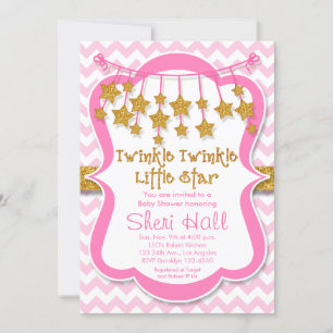Twinkle Little Star Girl Baby shower Invitation Kaart