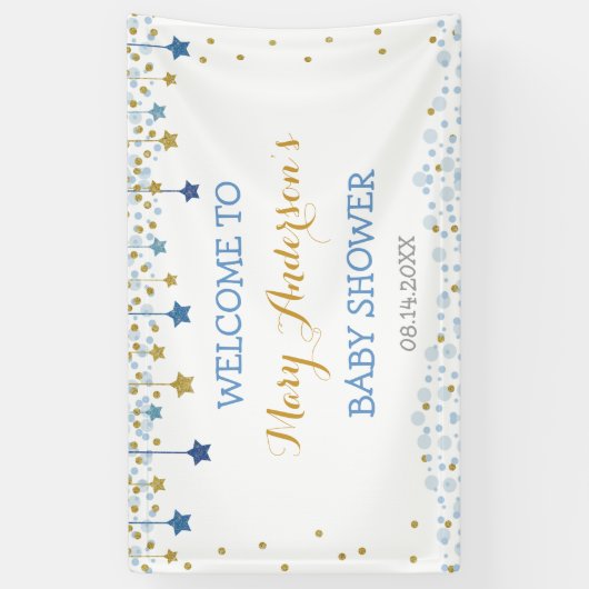 Twinkle Little Star Gold Blue Sparkle Backdrop Spandoek (Verticaal)