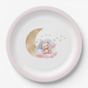 Twinkle Little Star Gold Moon Baby shower Papieren Bordje